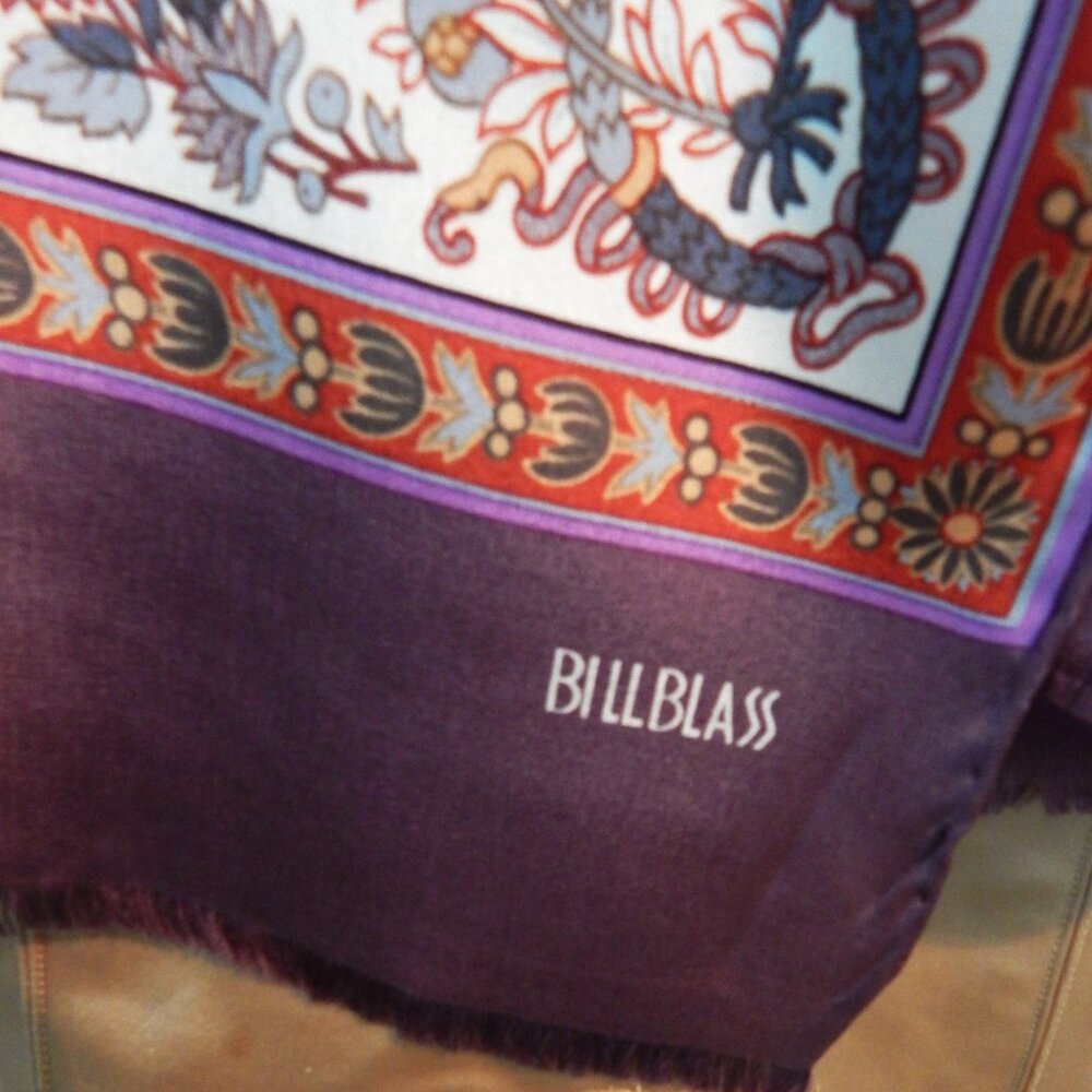 Bill Blass Long Rectangle Silk Scarf - 14"x 62"
